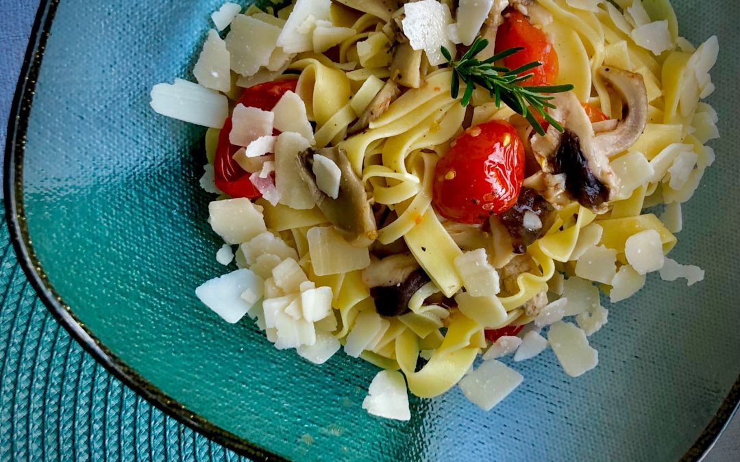 Pasta aglio e olio á la “Flachgauer Biopilze”